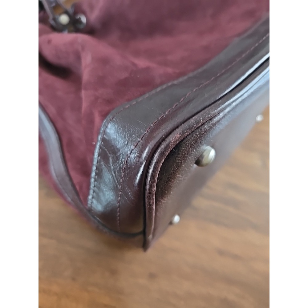 Patricia Nash Melrose Drawstring with Floret Key Fob Plum Nubuck Suede Crossbody - Picture 12 of 16